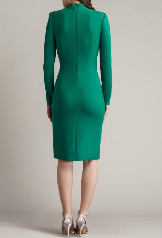 画像2: Tadashi Shoji タダシショージ   MARKUM LONG-SLEEVE FLOUNCE DRESS  　グリーン (2)