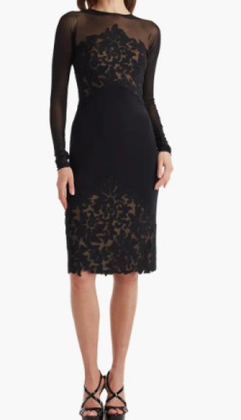 画像1: Tadashi Shoji タダシショージ Calia Laser-Cutドレス ブラック (1)