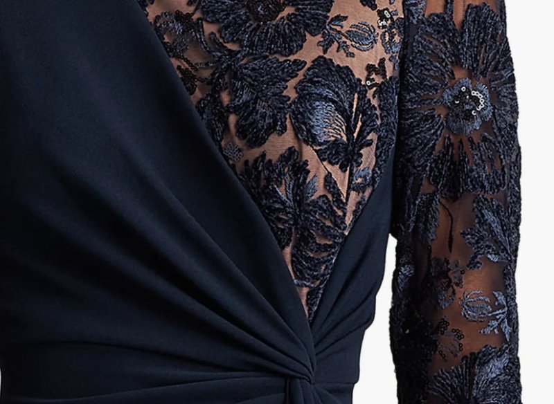 画像4: Tadashi Shoji タダシショージ  Devika ツイストドレープドレス　ネイビー (4)