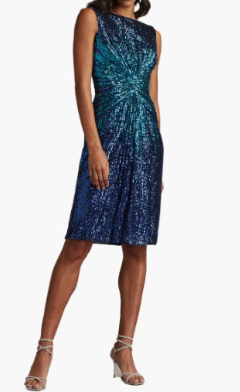 画像1: Tadashi Shoji タダシショージ   Solene スパンコールカクテルドレス　ブルー系 (1)