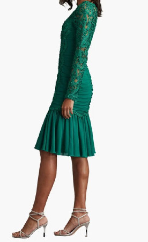 画像3: Tadashi Shoji タダシショージ  Novara ロングスリーブドレス　グリーン (3)