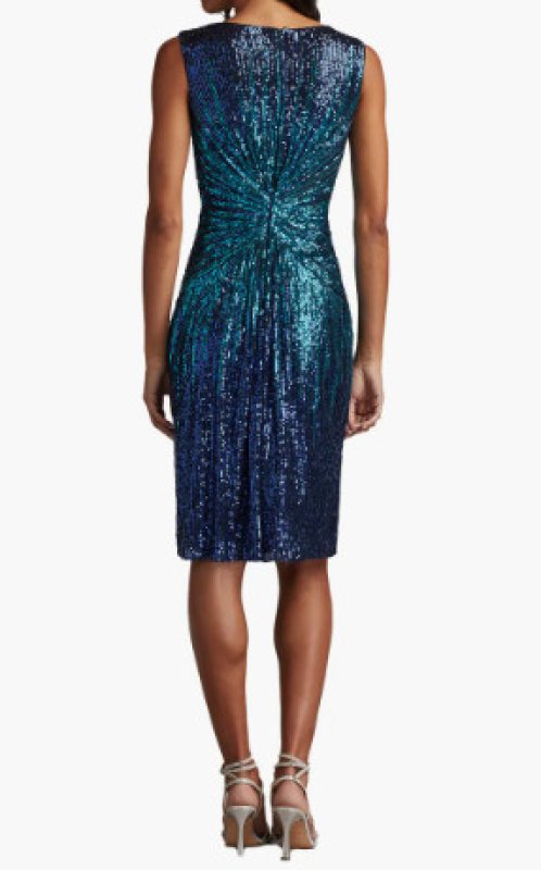 画像2: Tadashi Shoji タダシショージ   Solene スパンコールカクテルドレス　ブルー系 (2)