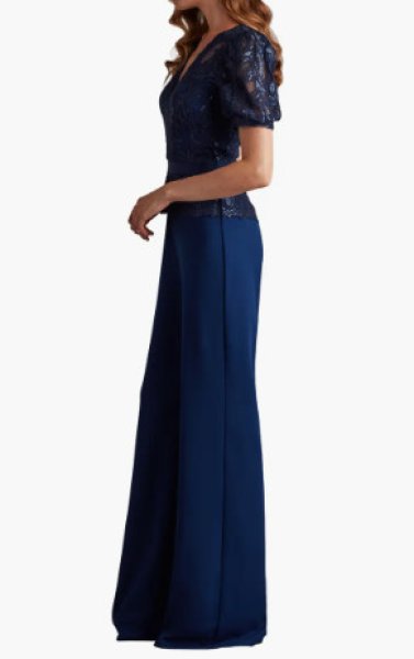 画像3: Tadashi Shoji タダシショージ  Ziya　パフスリーブジャンプスーツ　ネイビー (3)