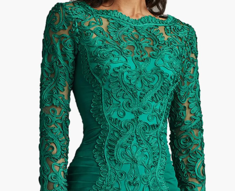 画像4: Tadashi Shoji タダシショージ  Novara ロングスリーブドレス　グリーン (4)