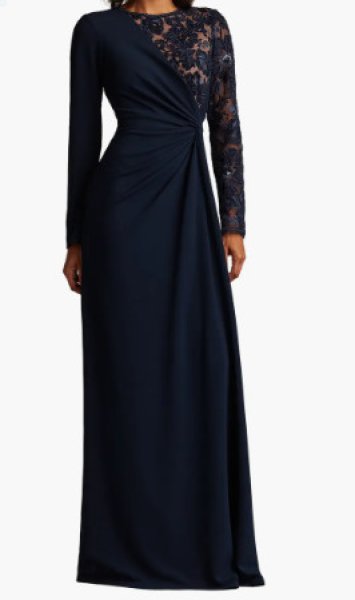 画像1: Tadashi Shoji タダシショージ  Devika ツイストドレープドレス　ネイビー (1)