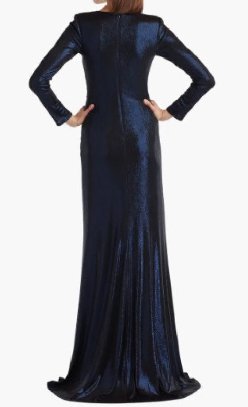 画像2: Tadashi Shoji タダシショージ  Esau メタリックドレス　ネイビー (2)