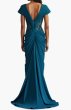 画像2: Tadashi Shoji タダシショージ  Julina Draped Overlay Embroidered Gown ブルー、グリーン系 (2)
