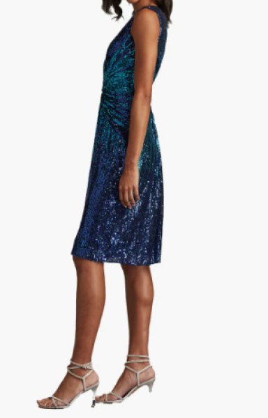 画像3: Tadashi Shoji タダシショージ   Solene スパンコールカクテルドレス　ブルー系 (3)