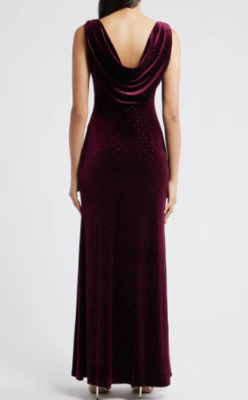 画像2: Eliza J  カウルネックベルベットガウン　ワイン (2)