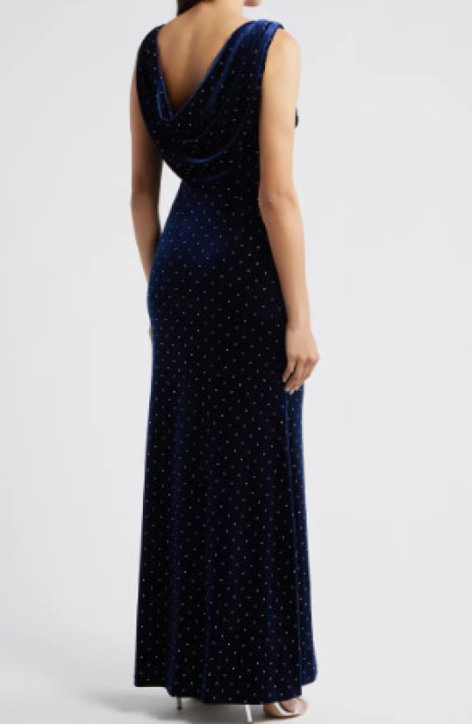 画像2: Eliza J  カウルネックベルベットガウン　ネイビー (2)