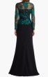画像2:  【斉藤由貴さん着用】Tadashi Shoji  タダシショージ　Beacon Belted Embroidered Illusion Gown　ブラック、グリーン (2)