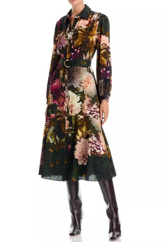 画像1: 【テレビ使用】Elie Tahari エリータハリ　Mila 花柄長袖シャツドレス (1)