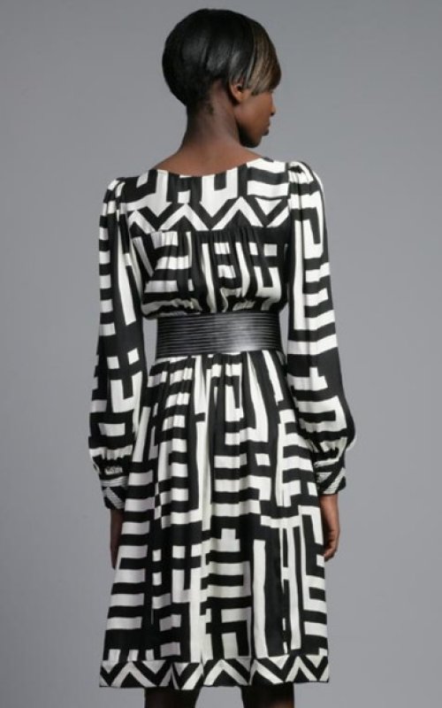 画像2: 【ドラマ衣装提供】Tracy Reese トレイシーリース　ベルト付きブラック&ホワイトドレス (2)