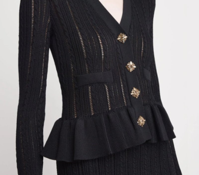 画像3: 【ドラマ使用】Self Portrait　セルフポートレイト  ブラックニットペプラムドレス (3)