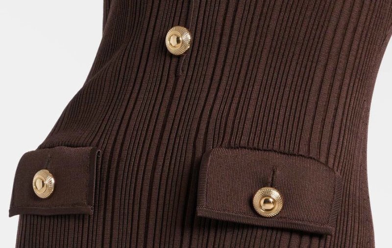 画像3: 【ドラマ使用】Self Portrait　セルフポートレイト  ブラウンリブニットドレス (3)