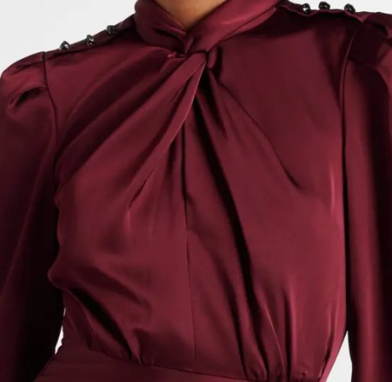 画像3: 【テレビ使用】Self Portrait　セルフポートレイト  バーガンディサテンドレス (3)