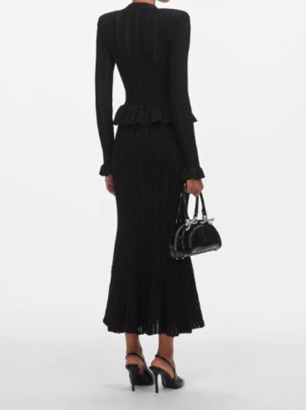 画像2: 【ドラマ使用】Self Portrait　セルフポートレイト  ブラックニットペプラムドレス (2)