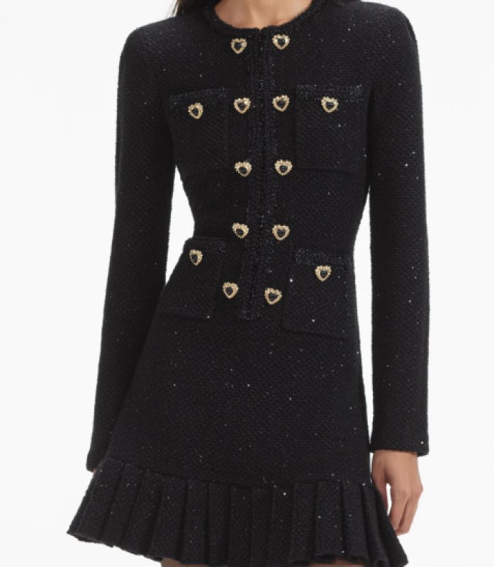 画像3: 【セリーナゴメス愛用】Self Portrait　セルフポートレイト  Black Buttoned Long Sleeve Knit Mini Dress (3)