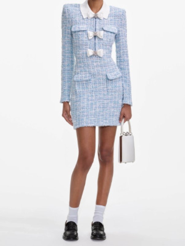 画像1: 【ニッキーヒルトン愛用】Self Portrait　セルフポートレイト  襟付きブルーチェックミニドレス (1)