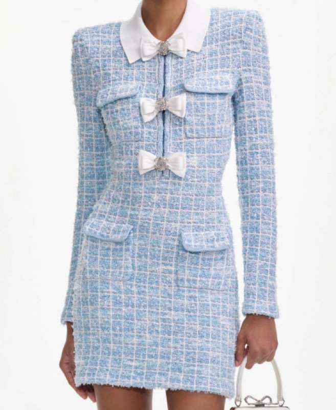 画像3: 【ニッキーヒルトン愛用】Self Portrait　セルフポートレイト  襟付きブルーチェックミニドレス (3)
