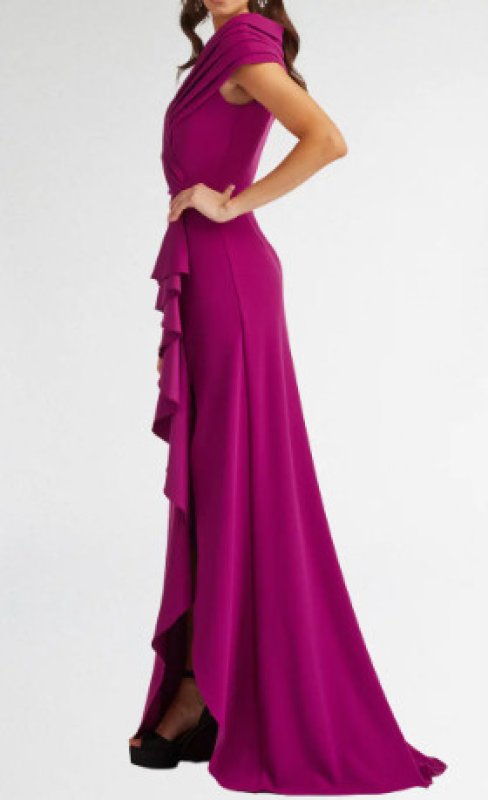 画像3: Tadashi Shoji タダシショージ  　Talise Waterfall Flounce Gown  マジェンタ、パープル系  (3)