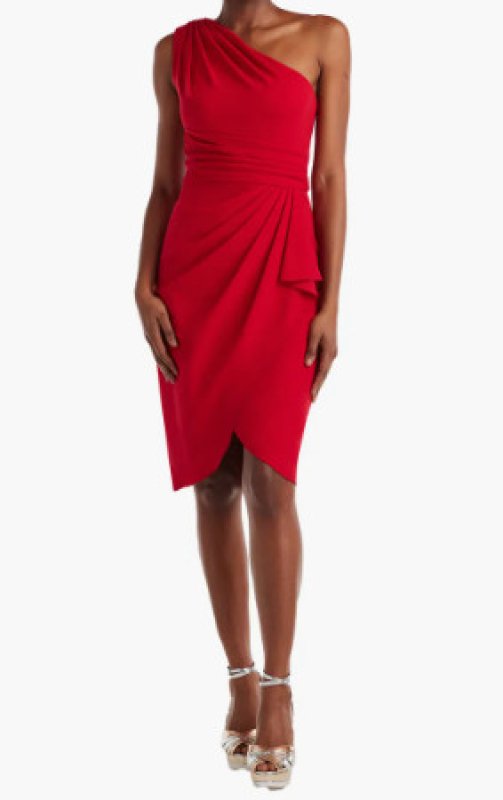 画像1: Tadashi Shoji タダシショージ  Marston ワンショルダードレス 　レッド   (1)