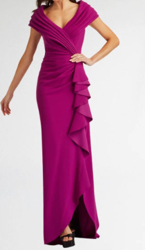 画像1: Tadashi Shoji タダシショージ  　Talise Waterfall Flounce Gown  マジェンタ、パープル系  (1)