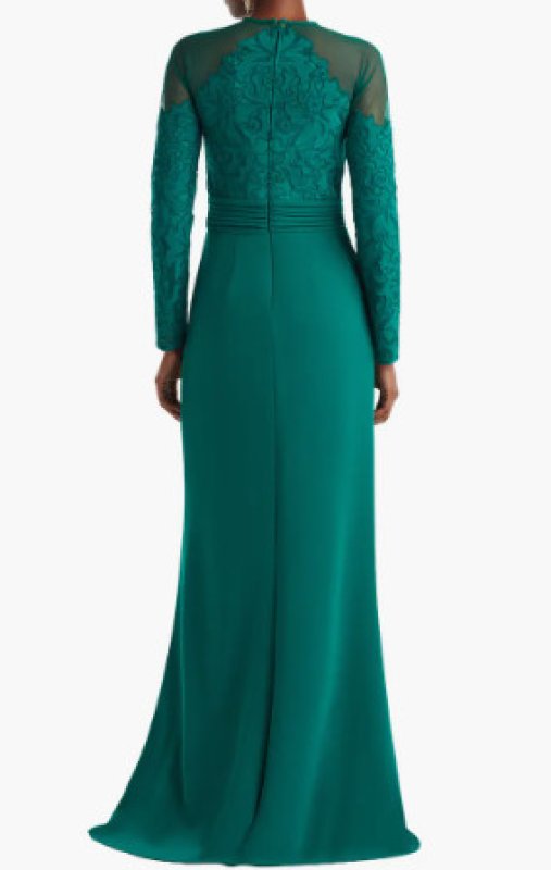 画像2: Tadashi Shoji タダシショージ  Sinclair Embroidered Crepe Gown グリーン (2)