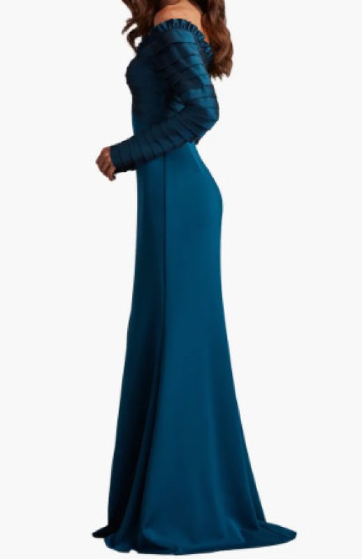 画像3: Tadashi Shoji タダシショージ  Neena Taffeta Banded Gown ブルー、グリーン系 (3)