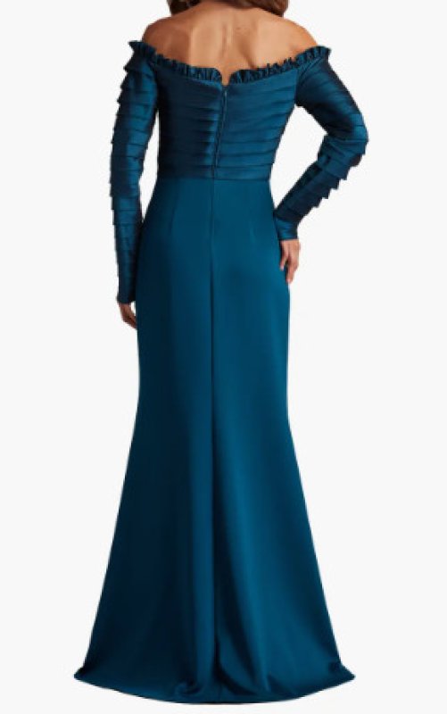 画像2: Tadashi Shoji タダシショージ  Neena Taffeta Banded Gown ブルー、グリーン系 (2)