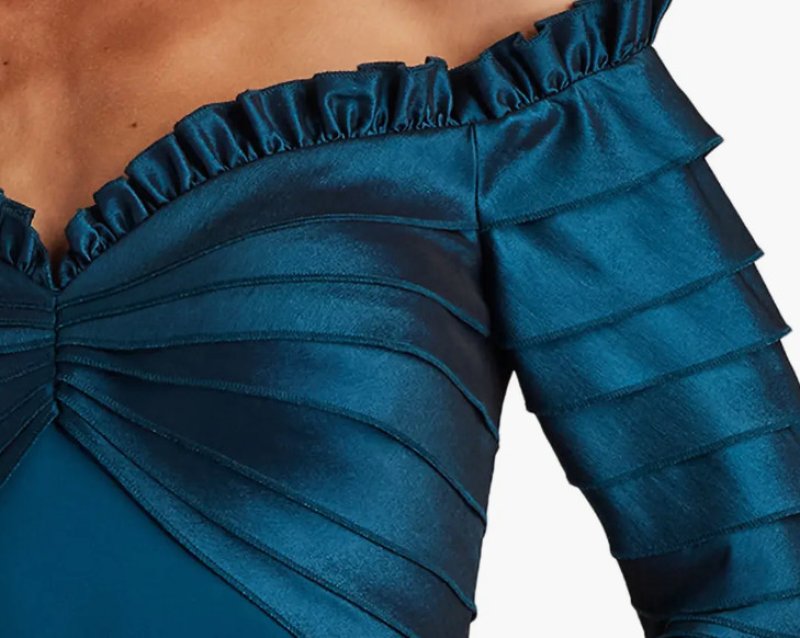 画像4: Tadashi Shoji タダシショージ  Neena Taffeta Banded Gown ブルー、グリーン系 (4)