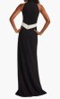 画像2: Tadashi Shoji  タダシショージ   Pexa Waterfall Sash Gown　ブラック、アイボリー  (2)