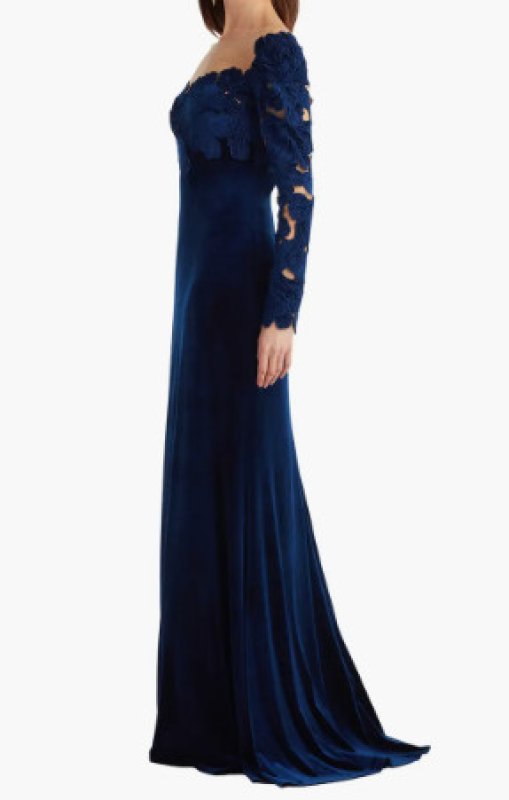 画像3: Tadashi Shoji タダシショージ ｜ Rhyne ベルベットロングドレス　パーティー向け　ネイビー系 (3)