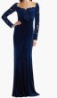 画像1: Tadashi Shoji タダシショージ ｜ Rhyne ベルベットロングドレス　パーティー向け　ネイビー系 (1)