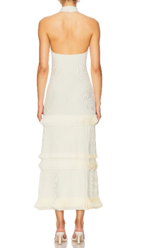 画像3: 【TWICEモモ着用】Alexis Ines オフホワイトドレス｜高級ニット・フォーマルパーティードレス (3)