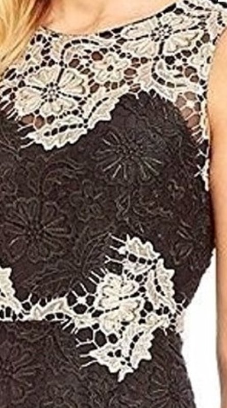 画像4: 【釈由美子さんに衣装協力】Calvin Klein ツートーンレース ロングドレス｜ノースリーブ・ラウンドネック (4)