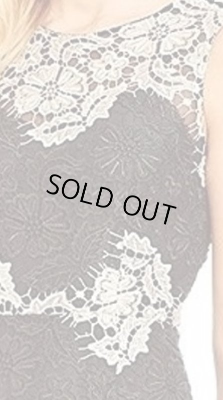 画像4: 【釈由美子さんに衣装協力】Calvin Klein ツートーンレース ロングドレス｜ノースリーブ・ラウンドネック (4)