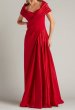 画像1: Tadashi Shoji Milica ドレープポートレートカラー ロングドレス｜レッドフォーマル (1)