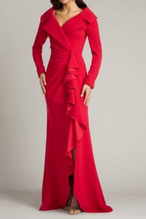 大人の赤パーティードレス｜Tadashi Shoji レッド Arnett レースワンピース