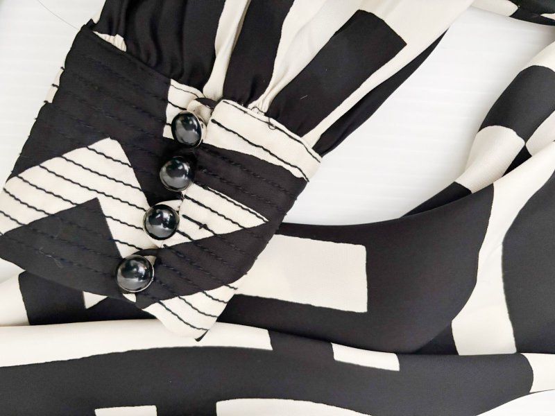 画像7: セール【ドラマ衣装提供】Tracy Reese トレイシーリース　ベルト付きブラック&ホワイトドレス (7)