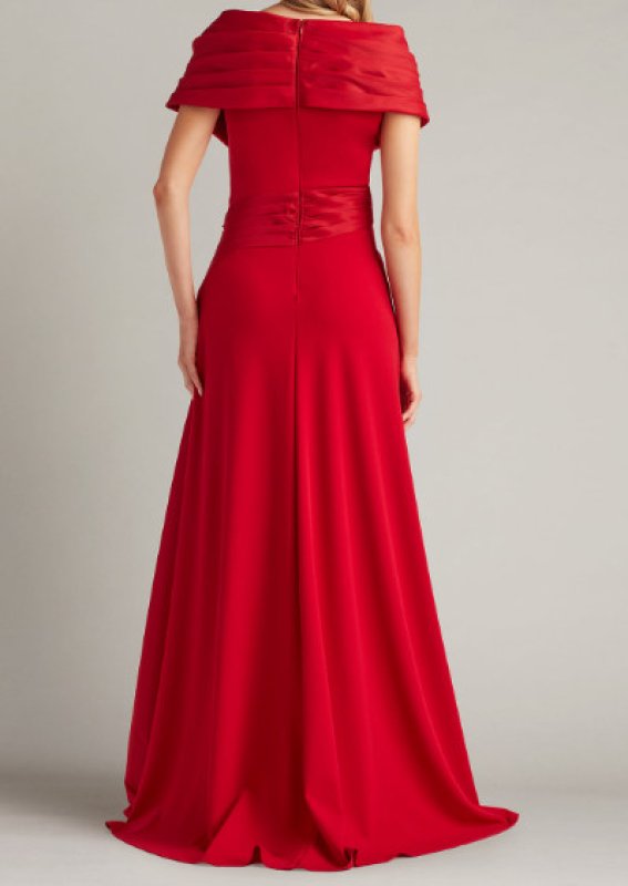 画像2: Tadashi Shoji Milica ドレープポートレートカラー ロングドレス｜レッドフォーマル (2)
