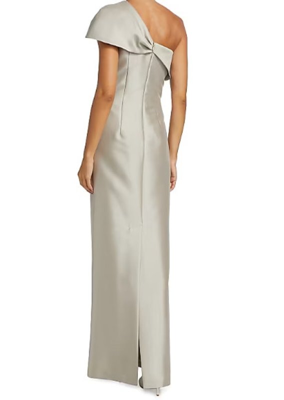 画像4: 12/23までセール！Sachin & Babi ワンショルダーリボン ロングドレス｜フォーマル・イブニング対応｜ライトグレー、シルバー (4)