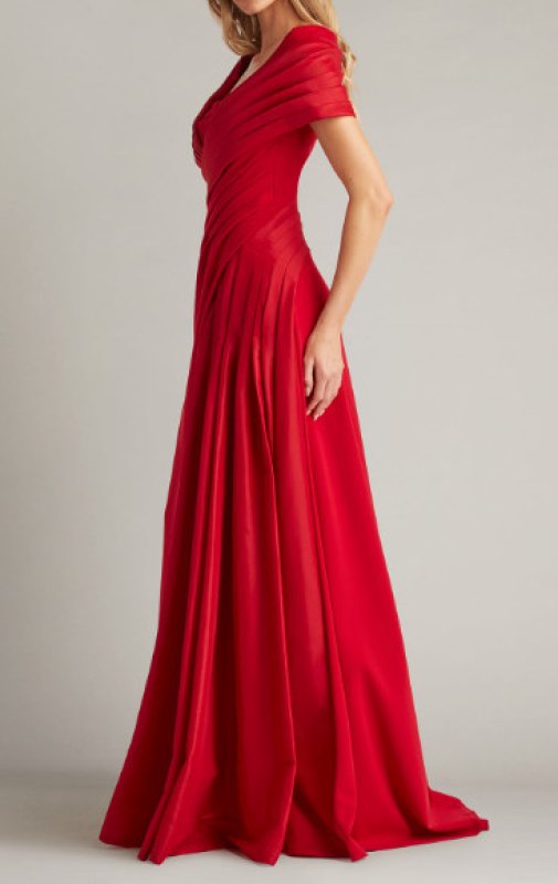 画像3: Tadashi Shoji Milica ドレープポートレートカラー ロングドレス｜レッドフォーマル (3)