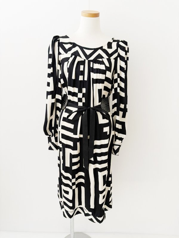 画像3: セール【ドラマ衣装提供】Tracy Reese トレイシーリース　ベルト付きブラック&ホワイトドレス (3)