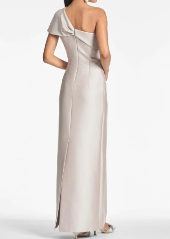 画像3: 12/23までセール！Sachin & Babi ワンショルダーリボン ロングドレス｜フォーマル・イブニング対応｜ライトグレー、シルバー (3)