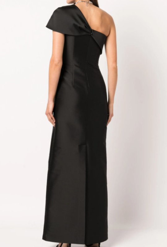 画像3: Sachin & Babi ワンショルダーリボン ロングドレス｜フォーマル・イブニング対応｜ブラック (3)