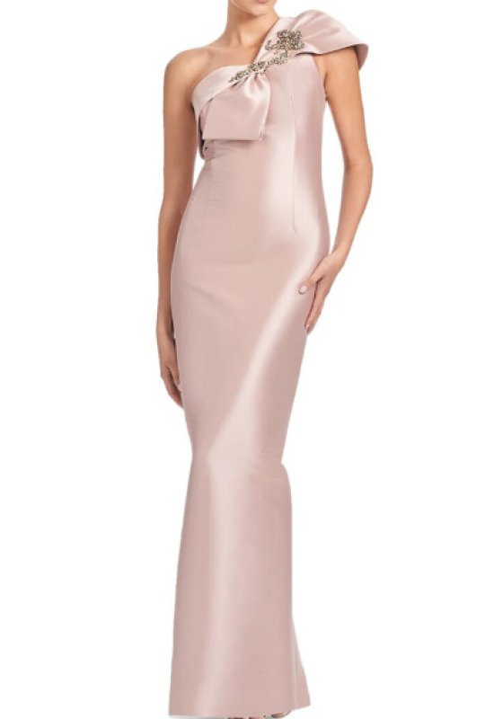 画像1: Sachin & Babi ワンショルダーリボン ロングドレス｜フォーマル・イブニング対応｜ピンク (1)