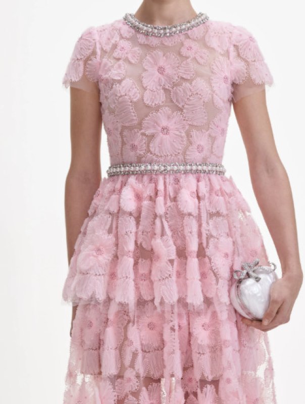 画像3: Self Portrait エンベリッシュド チュール マキシドレス｜パーティー・フォーマル｜ピンク (3)