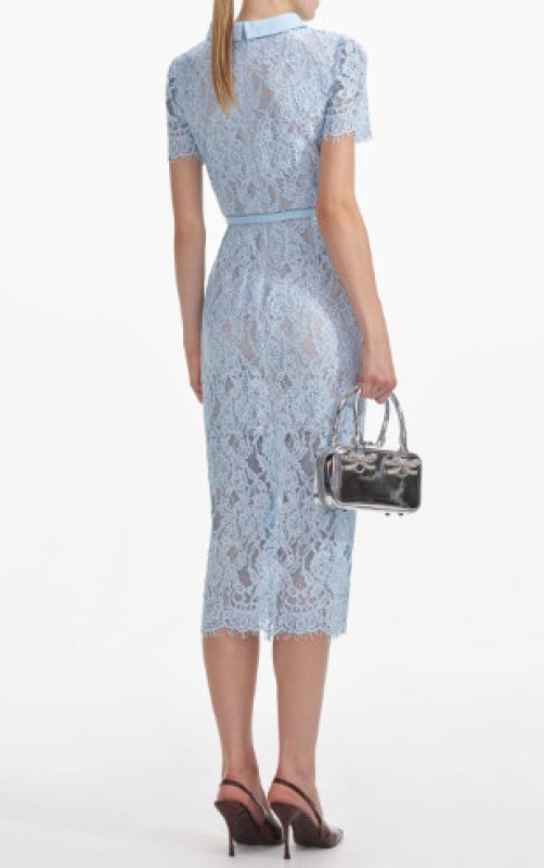 画像2: Self-Portrait ブルーレース ボタン ミディドレス｜上品エレガンス・フォーマル対応 (2)