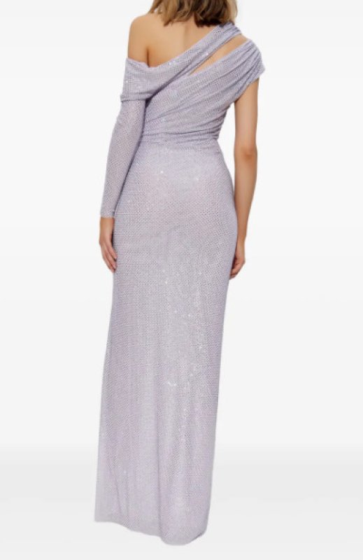 画像2: 【IVE ウォニョン着用】Self-Portrait ワンショルダー ギャザーマキシドレス ライラック (2)